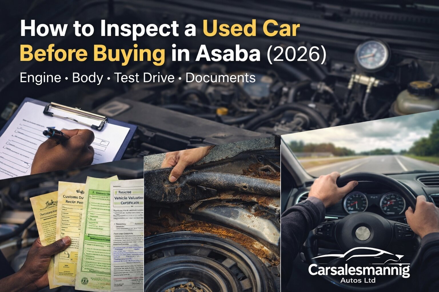 How to inspect a used car before buying in Asaba in 2026 with checks for engine, body, test drive and documents